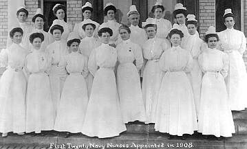 Group photograph taken at the Naval Hospital, Washington, D.C.,circa October 1908. U.S. Naval Historical Center Photograph.
